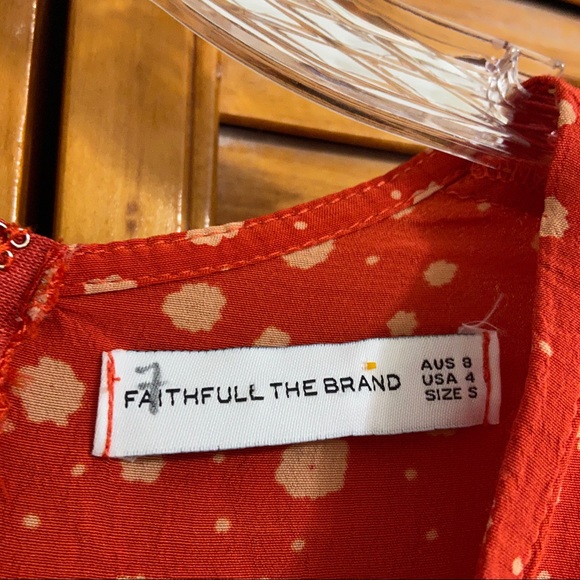 Faithfull Birgit Dress Floral Red Blue Bell Cherry - Picture 6 of 8